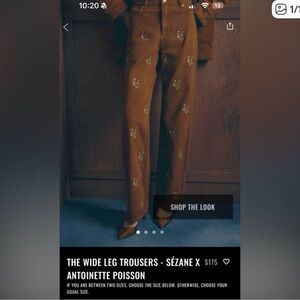 Sézane Brown Wide Leg Trousers -like new